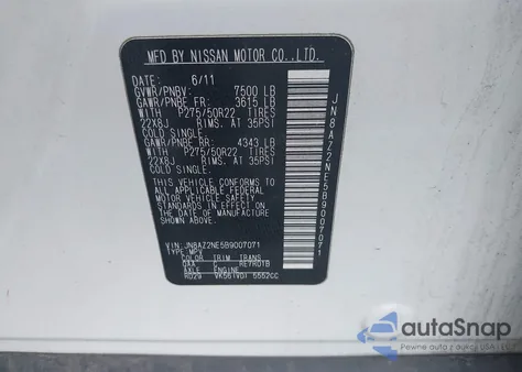 2011 Infiniti Qx56 из США, поврежденный, VIN JN8AZ2NE5B9007071